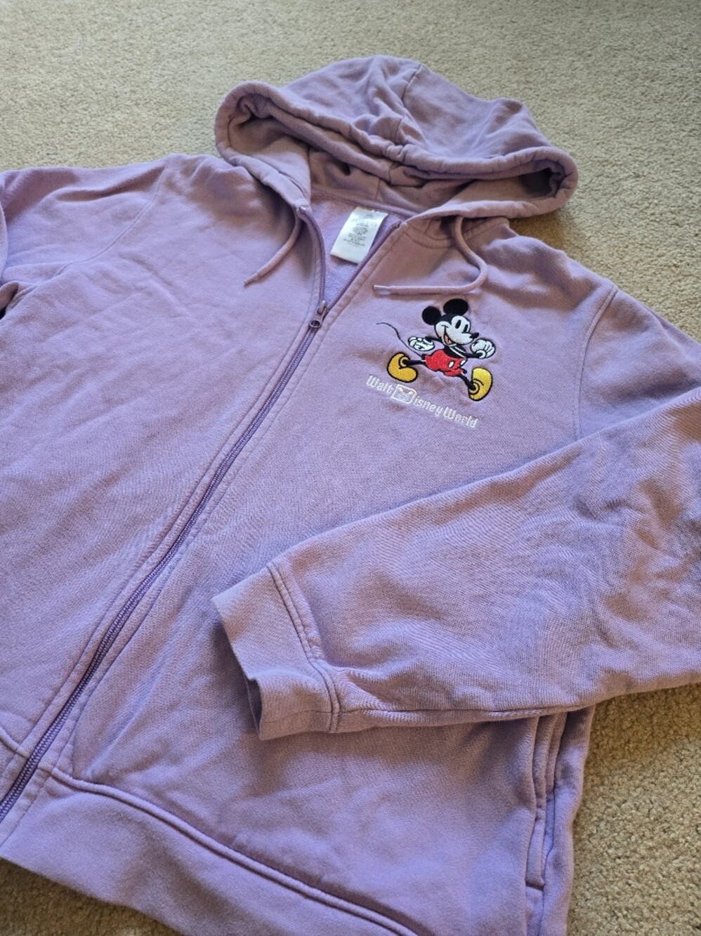 Walt Disney World Hoodie Unisex Adult Size XLarge Purple Mickey Mouse Zip Up